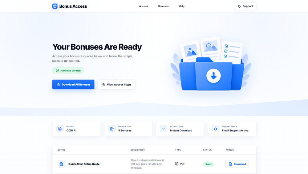 Sample bonus delivery page generated by PromoAgent AI
